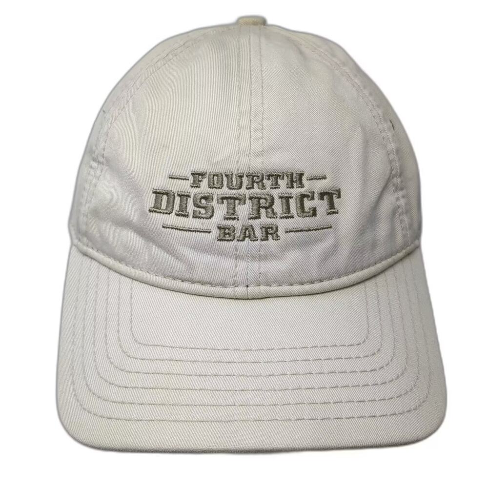 Ivory Baseball Cap Beige Gray Hat OS Slideback Fourth District Bar Embroidered